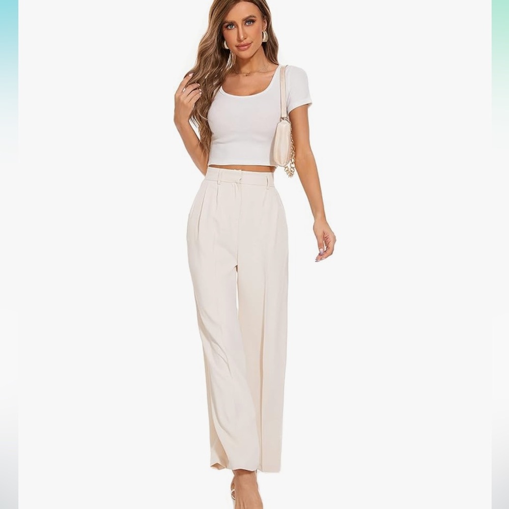 Wide‎ leg high waisted pants
